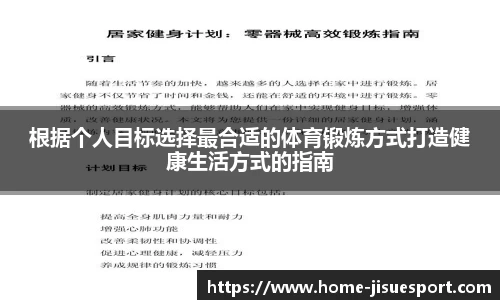 根据个人目标选择最合适的体育锻炼方式打造健康生活方式的指南